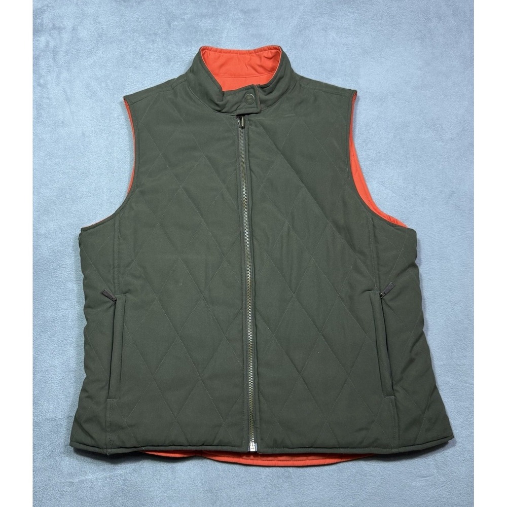 Lauren Ralph Lauren Vest Womens L Reversible Quilted Olive Green Blaze Orange
